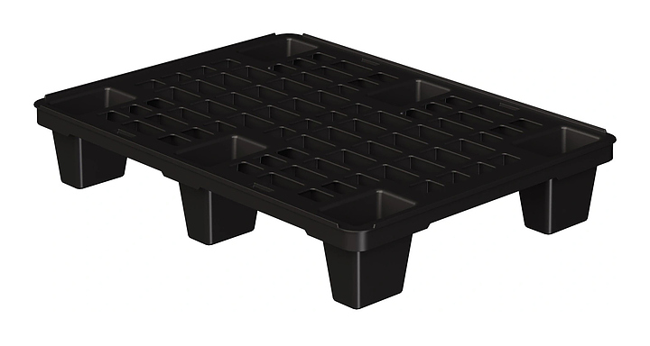 Паллет iPlast 800x600x140 мм перфорированный на ножках, с бортиком, ЭКО, черный