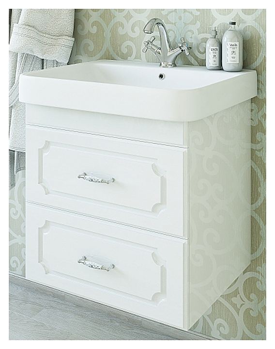 Тумба с раковиной Sanflor Ксения 70 см подвесная, белая