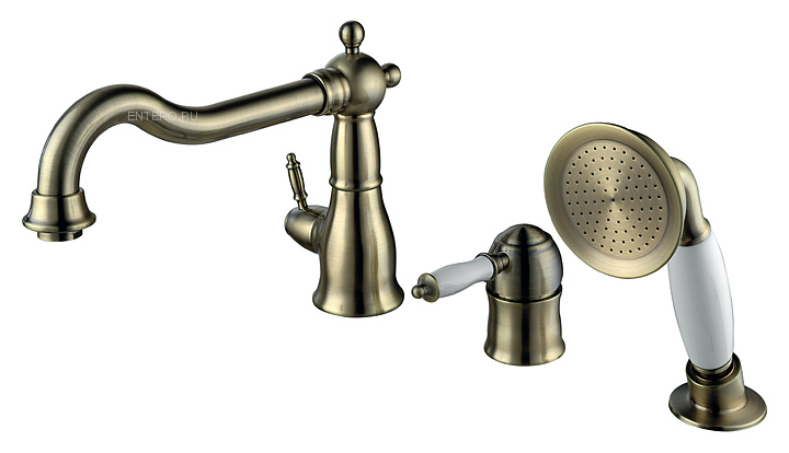 Смеситель для ванны и душа LEMARK Villa LM4845B встраиваемый на борт ванны, 3 отверстия, бронза