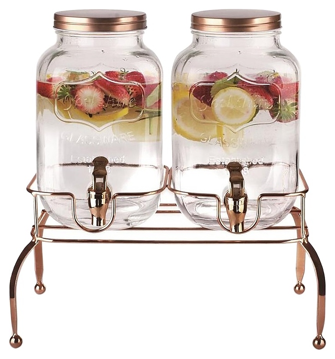 Диспенсер для холодных напитков P.L. Proff Cuisine 81222710 2х4 л (стекло) на подставке (металл)