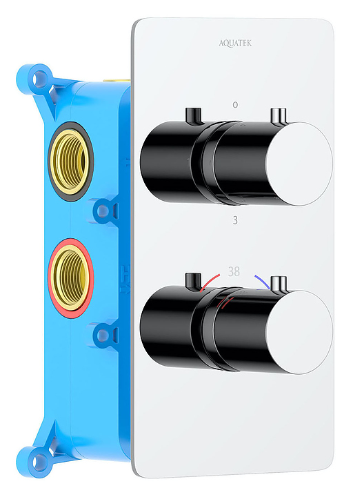 Смеситель для ванны и душа встраиваемый Aquatek Европа AQ1393CR термостат, 3 режима, хром