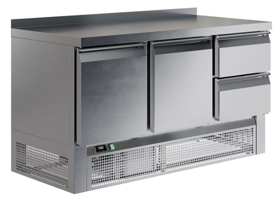 Стол холодильный Restoinox SHS-112SNE-B с бортом (2 дв.+2 ящ.)