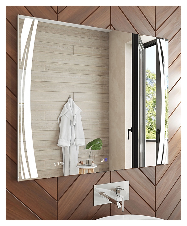 Зеркало VIGO Elen Luxe 100 100х70 см, с подсветкой, электронные часы