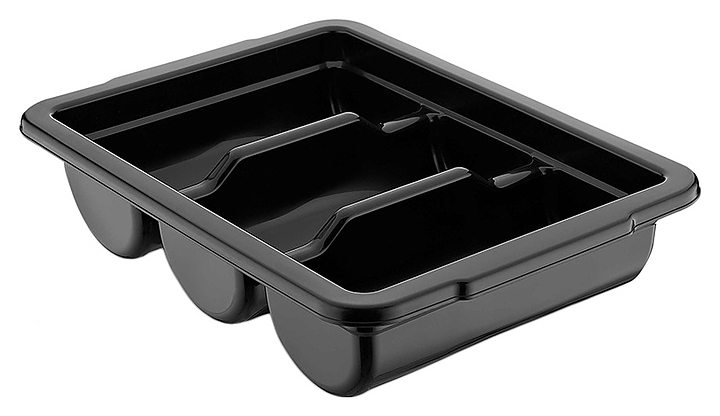 Емкость для столовых приборов Gastroplast GK-03 3 секции 40х29х9,5 см (полипропилен) черная