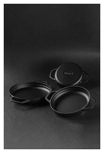 Сковорода Hosse HS Y KTV 22 SH BLACK MAT Ø 22 см с 2 ручками черная матовая