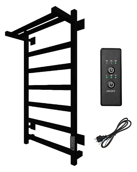 Полотенцесушитель электрический с полочкой Тругор Пэк сп 20 кв П 80х50 см, черный