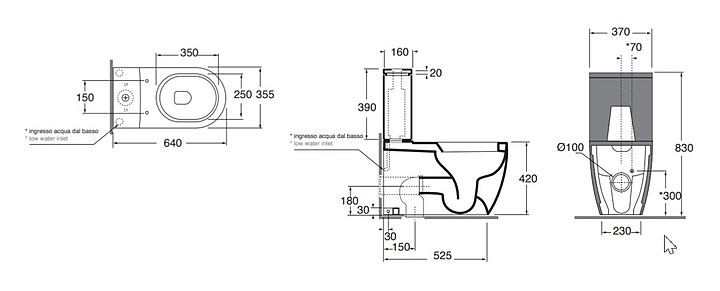 Бачок для унитаза-моноблока Azzurra COMODA CMCSMB000000BI