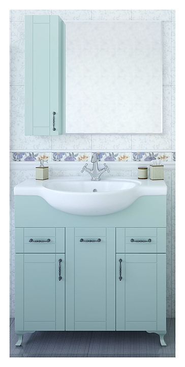 Гарнитур Sanflor Глория 85 см, 3 предмета, с левост. зеркалом, белый