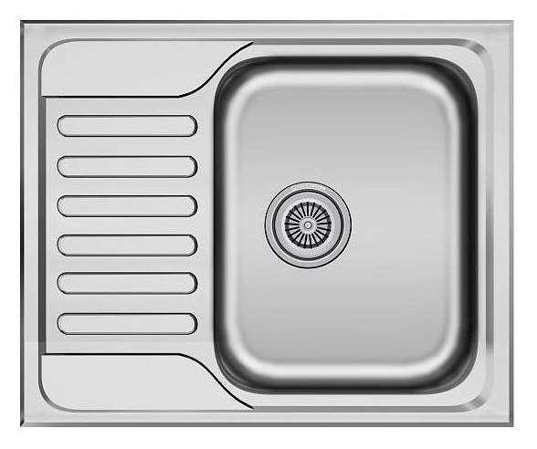 Кухонная мойка KUCHENSTERN 653SS60 BASIS 45 AISI 304 600х500х180 мм нержавеющая сталь