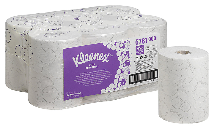 Полотенца бумажные для диспенсера Kimberly-Clark Kleenex Ultra Slimroll 6781 рулонные 10х19,8 см, 6х100 метров