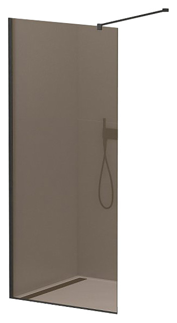 Перегородка душевая CEZARES LIBERTA-L-1-100-120-BR-NERO 100х195 см, стекло бронза, профиль черный, кронштейн 120 см