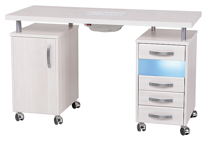 Стол маникюрный Пластэк-Техник одноместный, с 2 тумбами, УФ-блоком и вытяжкой