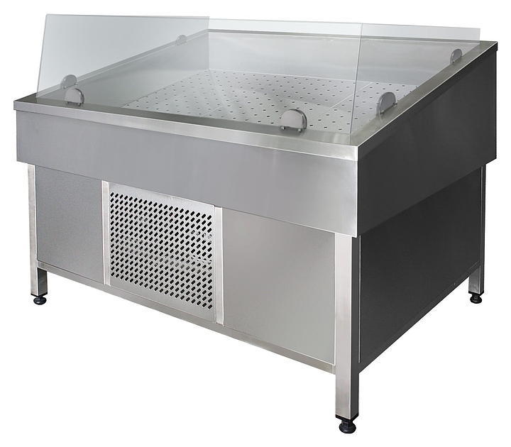 Витрина холодильная для рыбы Finist VFg/1250 с прямоугольным стеклом