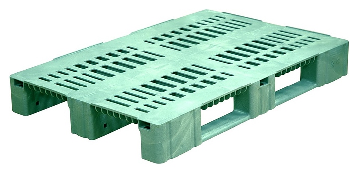 Паллет универсальный ТАРА.РУ TR 1208-3 1200х800х150 мм (перфорированный на 3 полозьях (версия 2)) зеленый