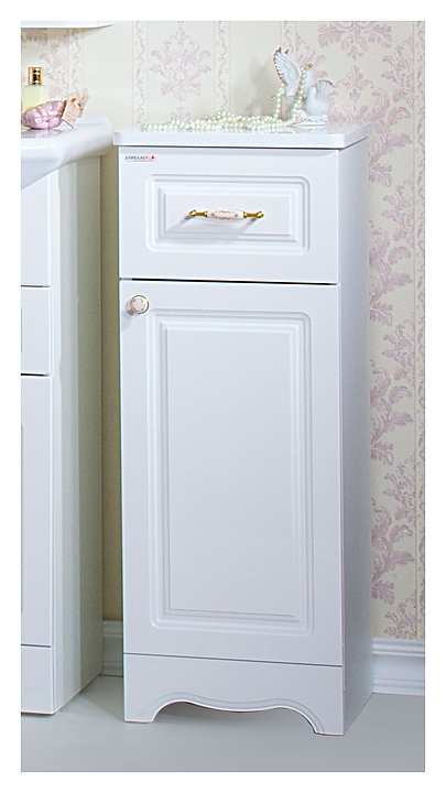 Тумба БРИКЛАЕР Анна 32 см напольная, с бельевой корзиной, правая, белый глянец