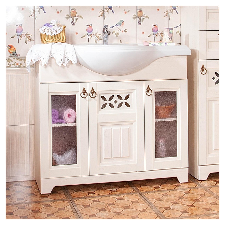 Тумба под раковину БРИКЛАЕР Кантри 105 см напольная, бежевый дуб прованс