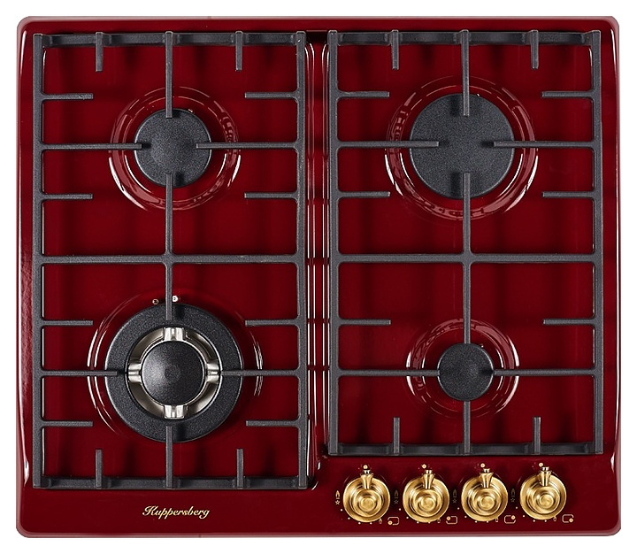 Варочная панель Kuppersberg FV6TGRZ BOR Bronze газовая, бордо с фурнитурой под бронзу