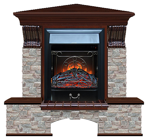 Камин Glenrich Бостон К Majestic BL ГЦ красное дерево угловой