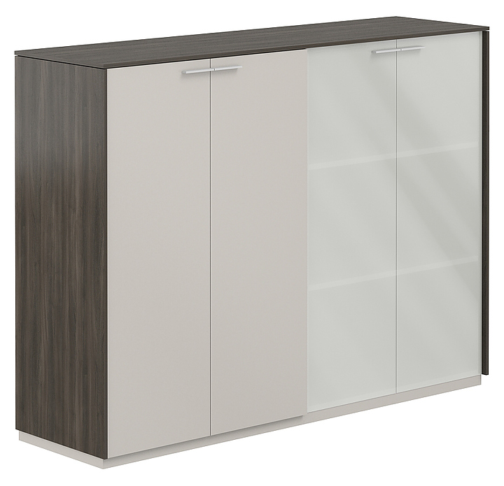 Шкаф для документов комбинированный средний NORDEN NZ-0315+NZ-0335.BT.GS.GLM матовое стекло