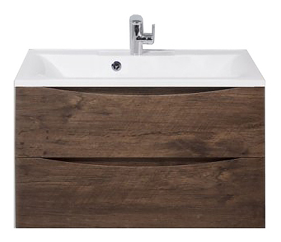 Тумба с раковиной BelBagno MARINO-800-2C-SO-RW-P + BB800/450-LV-MR-PR перелив слева, темное дерево
