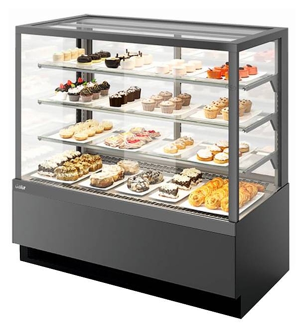 Витрина кондитерская Chilz VETE KUB LUX 130 антрацит, крашенная деталировка