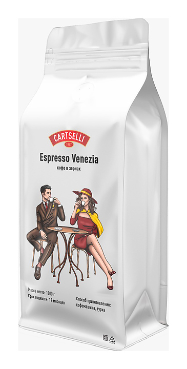 Кофе свежеобжаренный CARTSELLI Espresso Venezia (арабика, робуста в зернах, 1 кг)