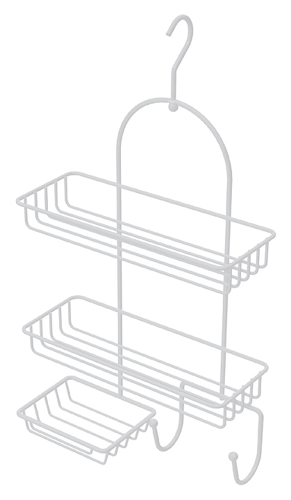 Полка прямая двухэтажная Fixsen FX-970W с мыльницей и 2 крючками, белая