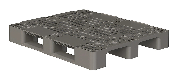 Паллет iPlast 1200x1000x150 мм перфорированный на 2 полозьях, с бортиком, серый