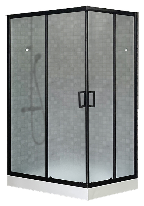 Уголок душевой Royal Bath RB 8120HP-C-BL-L 120х80х200 см, матовое, чёрный профиль, левый