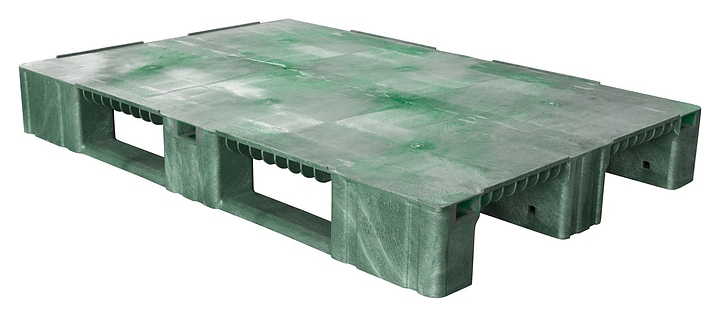 Паллет универсальный ТАРА.РУ TR 1208-1 (7) 1200х800х150 мм (сплошной на 3 полозьях) зеленый