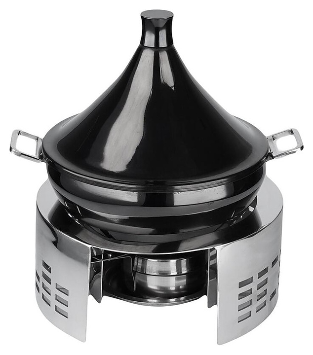 Набор фуршетный P.L. Proff Cuisine 81241184 подставка d=25 см h=11 см (нерж. сталь) + тажин 1350 мл d=20,5 см (металл) черный