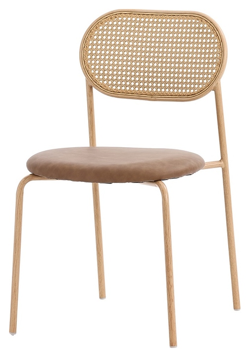 Стул Hesby Enigma (экокожа / полиротанг / фанера / металл) коричневый / светлое дерево