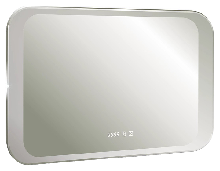 Зеркало с LED-подсветкой Silver Mirrors Indigo neo LED-00002406 80х55 см, с часами и анти-пар