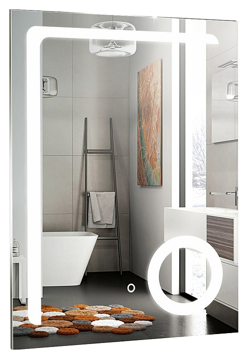 Зеркало Mixline Клио 60х80 см со светодиодной подсветкой, сенсорным выключателем и увеличительным зеркалом