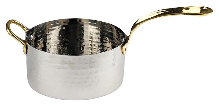 Сотейник для подачи P.L. Proff Cuisine SMS03 Dents d=15 см h=6,5 см (нерж. сталь) с 2 ручками золото