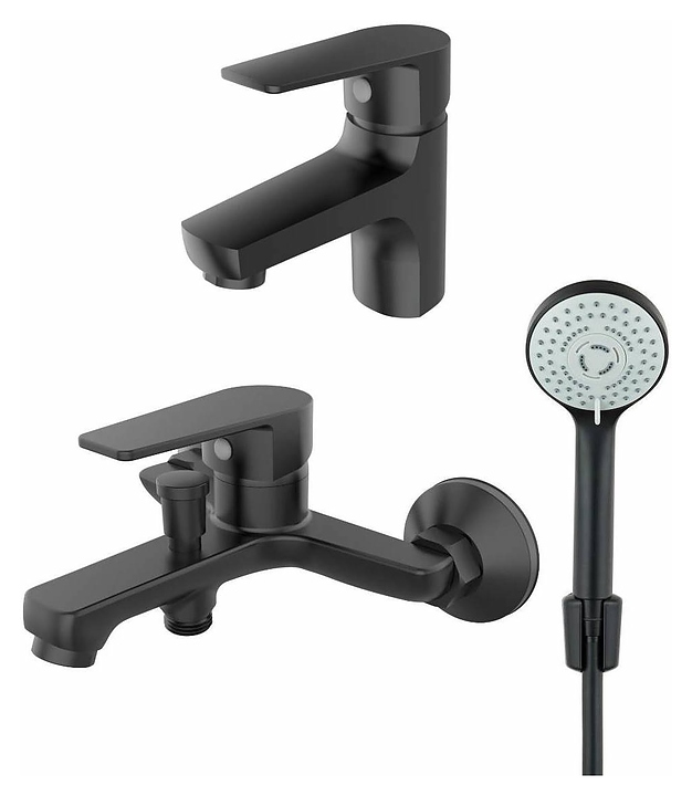 Комплект смесителей с душевым гарнитуром ORANGE Loop M26-311b черный