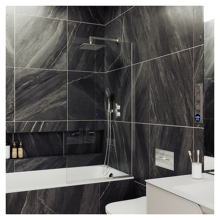 Шторка на ванну MaybahGlass MGV-64-5у 80х140 см, хром матовый