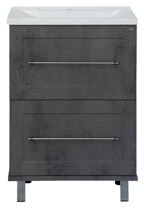 Тумба под раковину Misty Марта-60 59,5х72 см, с 2 ящиками, темный бетон