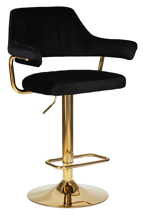 Стул барный DOBRIN 5019-LM-N CHARLY GOLD (черный велюр) 2 шт.