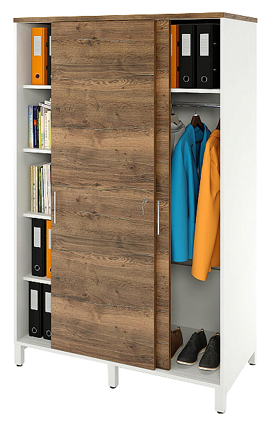 Локер ZAMM 5 полок, штанга МК 600 120х60х190 см фасад дуб Галифакс олово, корпус белый