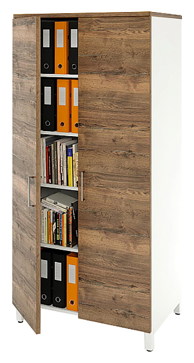 Шкаф для документов ZAMM 5 полок, 2 двери МК 600 90х60х190 см фасад дуб Галифакс олово, корпус белый