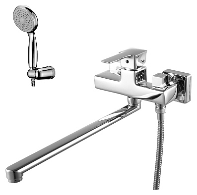 Смеситель для ванны и душа LEMARK Basis LM3617C универсальный, с плоским изливом, хром