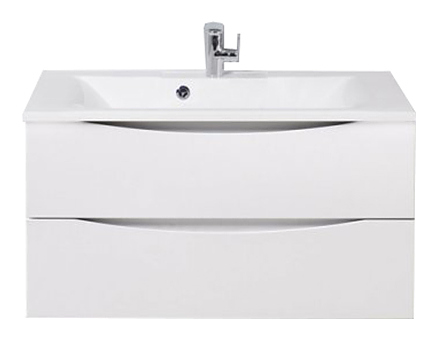Тумба с раковиной BelBagno MARINO-900-2C-SO-BO-P + BB900/450-LV-MR-PR перелив слева, белый матовый