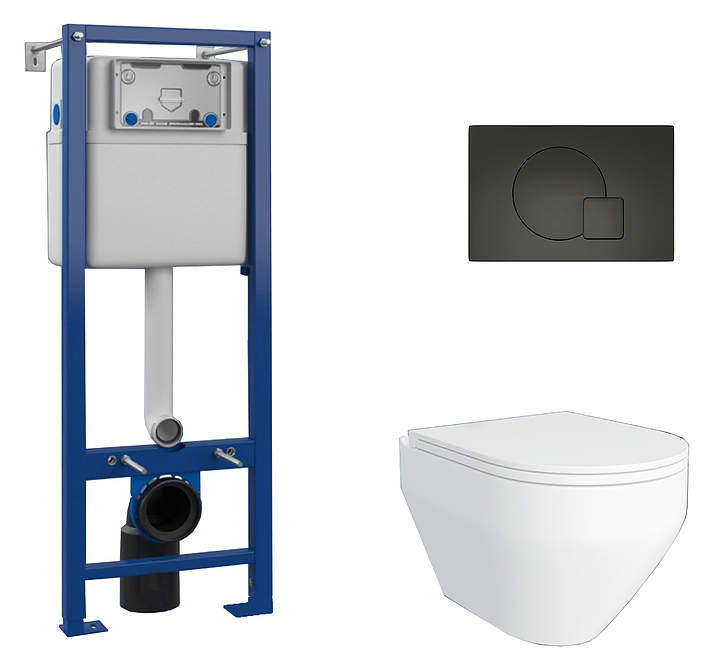 Унитаз подвесной с инсталляцией, клавишей смыва и сиденьем Maretti Calabria CA29EL56052