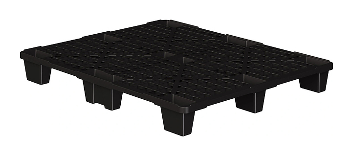 Паллет iPlast 1200x1000x135 мм перфорированный на ножках, с бортиком, ЭКО, черный