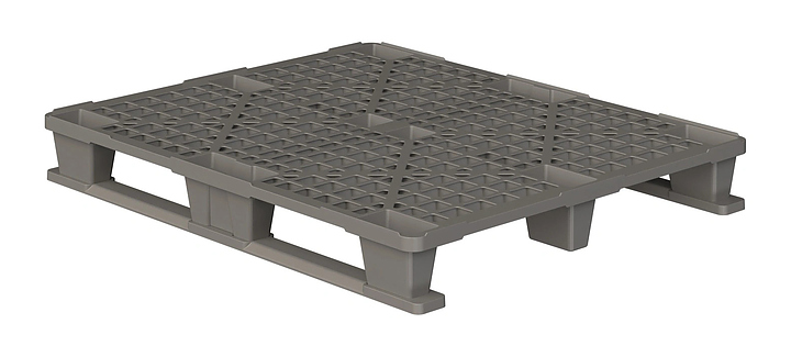 Паллет iPlast 1200x1000x145 мм перфорированный, на 2 полозьях, с бортиком, серый