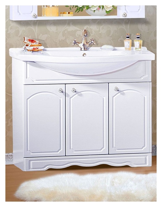 Тумба под раковину БРИКЛАЕР Лючия 100 см напольная, белый глянец