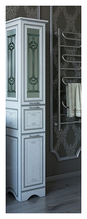 Шкаф-пенал Sanflor Адель правосторонний, белый, фурнитура серебро