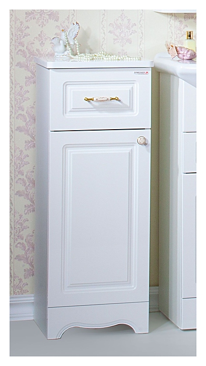 Тумба БРИКЛАЕР Анна 32 см напольная, с бельевой корзиной, левая, белый глянец