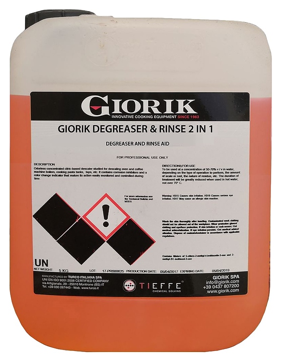 Средство моющее и ополаскивающее для пароконвектоматов Giorik 7080542 DEGREASER&RINSE 2 в 1 4х5 л
